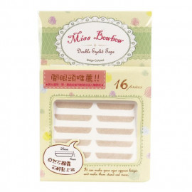 image of 台灣 Miss bowbow 撥撥小姐 3M網狀雙眼皮貼 16枚 單片入 #.1號 開眼頭 Taiwan Miss bowbow 3M Beige Mesh Double Eyelid Tape 25mmx4mm 16pcs #01 Open Eyes