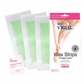 image of 婦潔 VIGILL Wax Strips手腳用蘆薈除毛貼片 16片 VIGILL Wax Strips For Leg & Body Enriched With Soothing Aloe Vera 16 Pcs