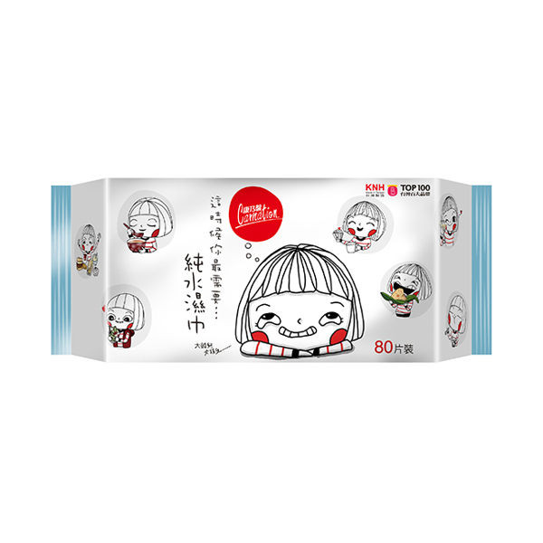 image of 康乃馨大頭兒(飲食版) 純水濕巾80片裝(超厚) Carnation big head (food version) pure water wipes 80 pieces (ultra thick)