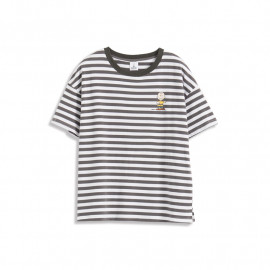 image of 查理‧布朗小印花條紋T恤 三色售 Charlie Brown Small Print Striped T-Shirt Three-Color