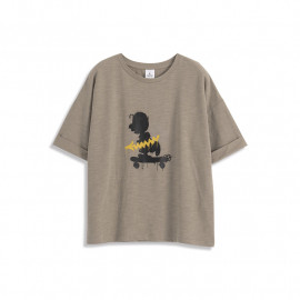 image of 查理‧布朗潑漆感剪影印圖T恤 Charlie Brown Splash Painted Silhouette Printed T-Shirt