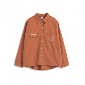 image of 查理‧布朗繡花口袋襯衫 兩色售 Charlie Brown Embroidered Pocket Shirt Two-Color
