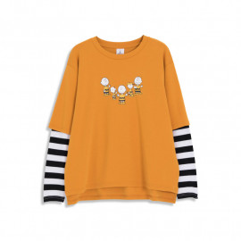image of 查理‧布朗親子系列棒球比賽T恤 兩色售 Charlie Brown Family Series Baseball Game T-Shirt Two-Color