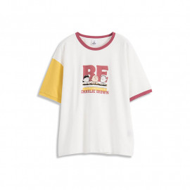 image of 查理‧布朗拼色袖好朋友印圖T恤 Charlie Brown Color Matching Sleeves Good Friend Printed T-Shirt