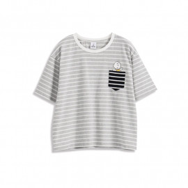 image of 查理‧布朗單口袋條紋人物印花T恤 Charlie Brown Single Pocket Striped Character Print T-Shirt