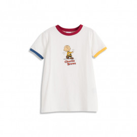 image of 查理‧布朗童裝親子系列撞色邊印圖T恤 Charlie Brown Children's Wear Parent-Child Series Contrast Color Printed T-Shirt