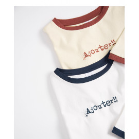 image of 字母印花撞色滾邊短袖棉T 兩色售 Letter Print Contrast Color Ping Short Sleeve Cotton T Two-Colors