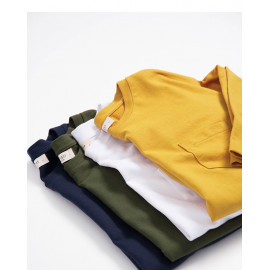 image of 單口袋素面多色圓領棉T 三色售 Single Pocket Plain Multi-Color Round Neck Cotton T Three Colors