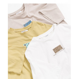 image of 起司英文圓領棉T 三色售 Cheese English Round Neck Cotton T Three-Colors