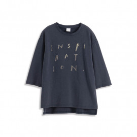 image of 造型刷破仿舊英文印花棉T Styling Brush Broken Distressed English Printed Cotton T