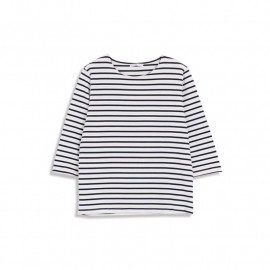 image of 配色細條紋圓領棉T Color Matching Pinstriped Round Neck Cotton T