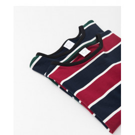 image of 配色條紋圓領棉T 兩色售 Color Stripe Round Neck Cotton T Two Colors