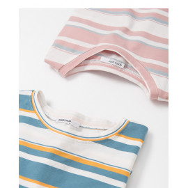 image of 撞色條紋短袖圓領棉T 兩色售 Contrast Stripes Short Sleeve Round Neck Cotton T Two Colors