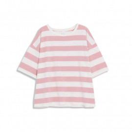 image of 寬條配色條紋短袖棉T 二色售 Wide Strip Color Matching Striped Short Sleeve Cotton T Two Colors