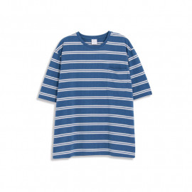 image of 配色條紋單口袋短袖棉T 三色售 Color Stripe Single Pocket Short Sleeve Cotton T Three Colors