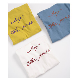 image of 配色草寫字母短袖棉T 三色售 Color Matching Letter Short Sleeve Cotton T Three Colors