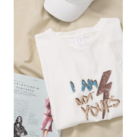 image of 斑剝字母印花短袖棉T Stripped Letter Print Short Sleeve Cotton T