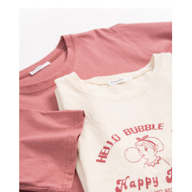 image of 吹著泡泡的女孩印花短袖棉T 兩色售 Girl With A Bubble Print Short-Sleeved Cotton T Two-Colors