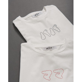 image of 男裝 親子系列雲朵日文印花短T Men's Clothing Parent-Child Series Cloud Japanese Printing Short T