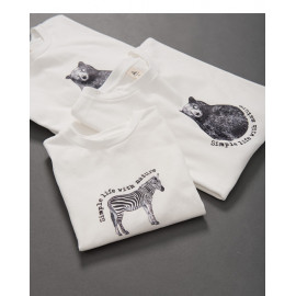 image of 童裝 親子系列斑馬插畫圖案短T Children's Wear Parent-Child Series Zebra Illustration Pattern Short T