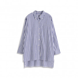image of 前短後長條紋造型口袋襯衫 Front Short And Long Stripe Styling Pocket Shirt