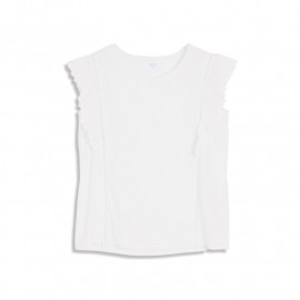 image of 好感白系荷葉蕾絲無袖上衣 Good-Looking White Lotus Leaf Lace Sleeveless Top