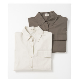 image of 基本百搭色系單口袋寬版長袖襯衫 兩色售 Basic Versatile Color Single-Pocket Wide-Length Long-Sleeved Shirt Two-Colors