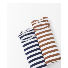 image of 配色橫條紋竹節棉長袖棉T 兩色售 Color Matching Horizontal Stripe Bamboo Cotton Long-Sleeved Cotton T Two-Colors