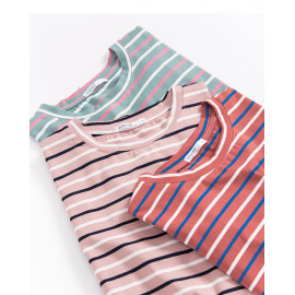 image of 圓領配色條紋短T 三色售 Round Neck Color Matching Stripe Short T Three Colors