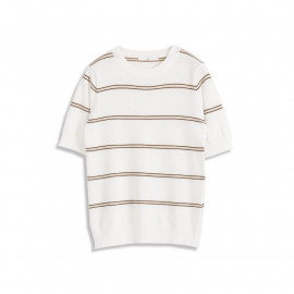 image of 配色條紋圓領針織上衣 两色售 Color Matching Striped Round Neck Knit Top Two-Colors