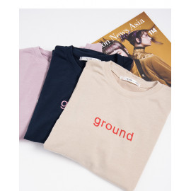 image of GROUND字母印花圓領上衣 三色售 GROUND Letter Printed Round Neck Top Three-Colors