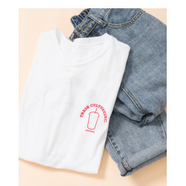 image of 俏皮杯子字母雙面印花短T Playful Cup Letters Double-Sided Printing Short T