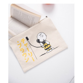 image of 查理‧布朗日文字母印花拉鍊手拿包 Charlie Brown Japanese Letter Print Zip Clutch