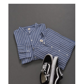 image of 中山領直條紋單口袋襯衫 Nakayama Collar Straight Striped Single Pocket Shirt