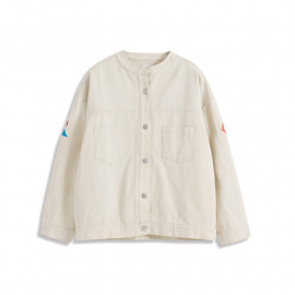 image of 刺繡富士山繡花斜紋銀釦外套 Embroidered Mt. Fuji Embroidered Twill Silver Button Jacket