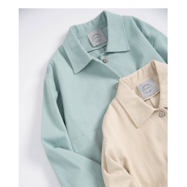image of 純色單口袋斜紋排釦外套 兩色售 Solid Color Single Pocket Twill Buttoned Jacket Two Colors