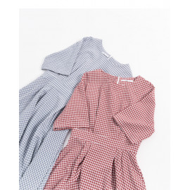 image of 可愛配色格紋短袖洋裝 兩色售 Cute Color Check Short-Sleeved Dress Two Colors