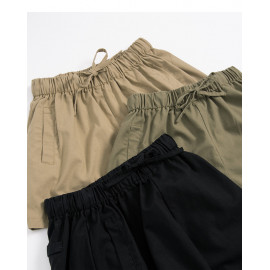 image of 鬆緊抽繩設計棉麻短褲 三色售 Elastic Drawstring Design Cotton And Linen Shorts Three Colors