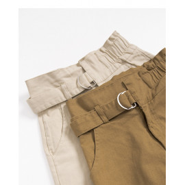 image of 釦環設計高腰短褲 兩色售 Buckle Design High Waist Shorts Two Colors