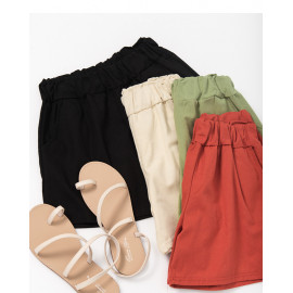 image of 夏日色系鬆緊腰棉麻短褲 四色售 Summer Color Elastic Waist And otton Shorts Four Colors