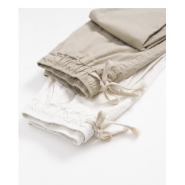image of 剪接大口袋棉麻休閒褲 兩色售 Cut Large Pocket Cotton And Linen Casual Pants Two Colors
