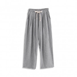 image of 鬆緊綁腰直條紋老爺褲 Elasticated Waistband Straight Striped Classic Pants