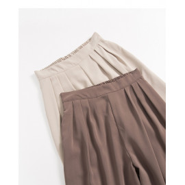 image of 簡約素色後鬆緊雪紡寬褲 兩色售 Simple Plain Elasticated Chiffon Wide Pants Two Colors