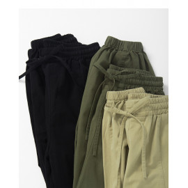image of 純色鬆緊褲頭綁帶縮口褲 三色售 Solid Color Elasticated Leg Bandages Three Colors