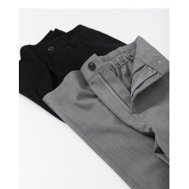 image of 素面雪紡後鬆緊西裝寬褲 兩色售 Plain-Faced Chiffon Elasticated Suit Wide Pants Two Colors