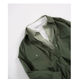 image of 基本素色雙口袋造型長袖襯衫 三色售 Basic Plain Double Pocket Style Long Sleeve Shirt Three-Colors