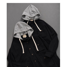 image of 撞色斜紋多口袋連帽外套 Contrast Twill Multi-Pocket Hooded Jacket