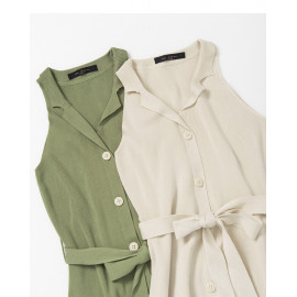 image of 排釦造型針織附綁帶洋裝 兩色售 Buttoned Shape Knit With Strap Dress Two Colors