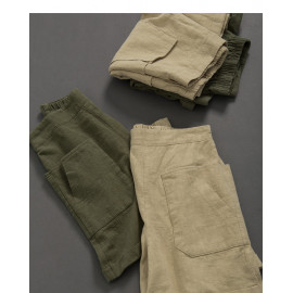 image of 親子系列 口袋棉麻短褲 兩色售 Parent-Child Series Pocket Cotton And Linen Shorts Two Colors
