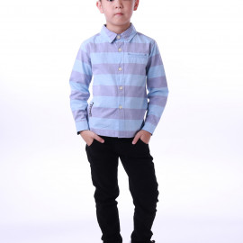 image of Diesel Kids Stripe Woven Shirt Long Sleeve - Blue Grey (Thick Stripes)
